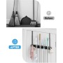 BS-VOG Colgador Escobas y Fregonas para Puerta, Colgador Escobas con 4 Estantes y 2 Ganchos, Soporte de Madera para Puerta en