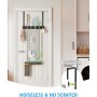 BS-VOG Colgador Escobas y Fregonas para Puerta, Colgador Escobas con 4 Estantes y 2 Ganchos, Soporte de Madera para Puerta en