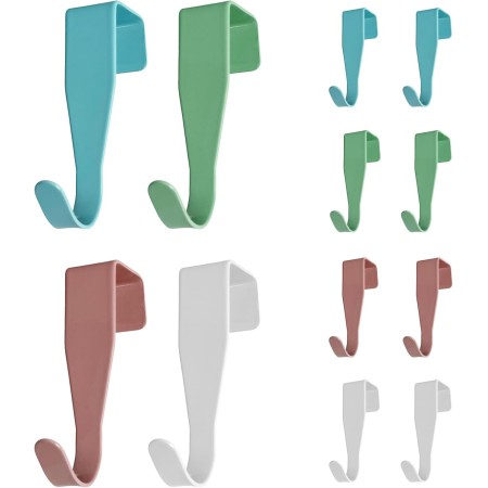 Qaixwuyi 12 ganchos para puerta, 4 colores, ganchos para puerta, multicolor, de acero al carbono, ganchos coloridos para puerta