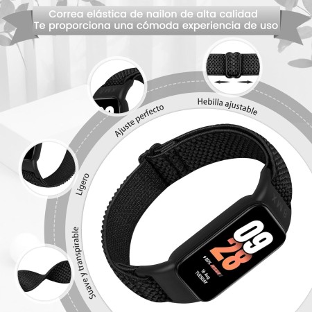 BTTNG Correa Elástica Compatible con Xiaomi Band 8 Active/Redmi Smart Band 2, 2 Pack Ajustable elástico de nylon Solo Loop