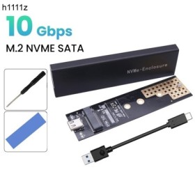 Carcasa de SSD M2 de protocolo Dual, caja NVMe SATA NGFF M.2, USB 3,1,