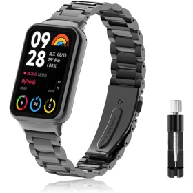 LanQii Correa para Xiaomi Smart Band 9 Pro/Xiaomi Smart Band 8 Pro/Xiaomi Redmi Watch 4, Metal Pulsera Acero Inoxidable Band