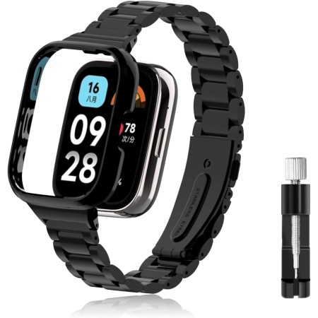LanQii Correa para Xiaomi Smart Band 9 Pro/Xiaomi Smart Band 8 Pro/Xiaomi Redmi Watch 4, Metal Pulsera Acero Inoxidable Band