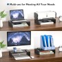 BONTEC Elevador Monitor de Madera para Monitor, Soporte para Monitor Escritorio de 1 Nivel con Gestión de Cables para Ordenador,