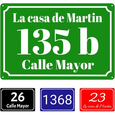 Placa de Número para Casa Personalizable, Aluminio, Múltiples colores, Estilo Calle Mayor