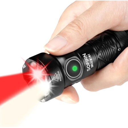 Sofirn SR20 MINI, 1200 LM, Linterna Con 5 Modos De Luz Roja, Luz Roja De 150 LM, IPX8 Impermeable, Mini Linterna Con Cordón e
