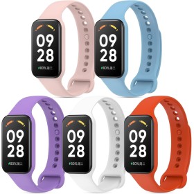 CHULN 5 Piezas Correas Compatible con Xiaomi Smart Band 8 Active/Redmi Smart Band 2, Ajustable Deportiva Suave Silicona Pulseras