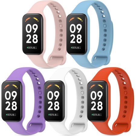 CHULN 5 Piezas Correas Compatible con Xiaomi Smart Band 8 Active/Redmi Smart Band 2, Ajustable Deportiva Suave Silicona Pulseras