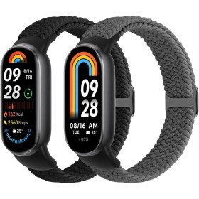 Janpso Correas elásticas trenzadas compatibles con Xiaomi Smart Band 9/8 mujeres hombres, pulseras elásticas ajustables Loop