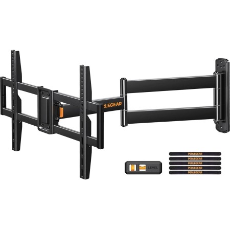 Perlegear Soporte TV Pared con Brazo Articulado Extralargo para Pantallas Planas y Curvas de 32-75 Pulgadas, Soporte TV
