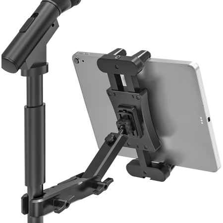 Nakelulu Soporte de Micrófono para Tableta, Pie de Micro para iPad, Soporte para iPad Micrófono con Ajuste de 360° para iPad