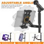 Nakelulu Soporte de Micrófono para Tableta, Pie de Micro para iPad, Soporte para iPad Micrófono con Ajuste de 360° para iPad