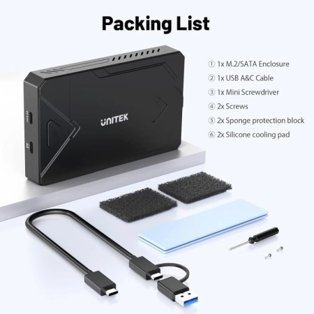 Unitek M2 NVMe SSD carcasa SATA a USB C 3,2 10Gbps UASP adaptador de d