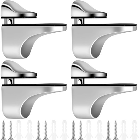 Soporte Estanteria Pared 4 Piezas Soporte Estante Cristal de Vidrio Ajustables Aleación de Zinc Soporte En Pared para Estantes