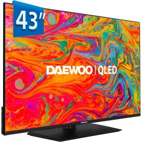 Daewoo 43DM65QV - QLED Smart TV 43 Pulgadas 4K HDR, Dolby Vision & Dolby Atmos, Compatible con Alexa, Peana Central, Diseño sin