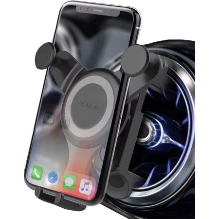 ICAILIN Soporte movil Coche,Soporte para teléfono móvil ventilado Circular para Coche Gravedad automática Ajustable para