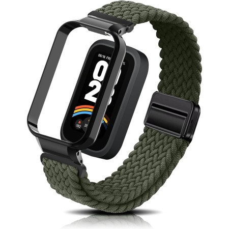 PaceBid Nylon Correa para Xiaomi Smart Band 9 Active (Xiaomi Mi Band 9 Active), Hombres Mujeres Trenzada Magnética Reloj de