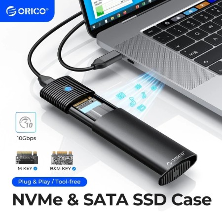 ORICO Carcasa SSD M2 NVMe SATA 10Gbps USB 3.2 Gen 2 NVMe 5Gbps M2 SATA
