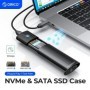 ORICO Carcasa SSD M2 NVMe SATA 10Gbps USB 3.2 Gen 2 NVMe 5Gbps M2 SATA