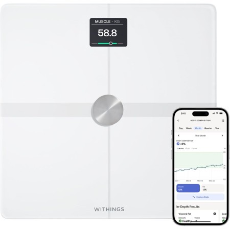 Withings Body Smart - Bascula de baño con Composición Corporal Avanzada (Peso, Grasa Corporal, Músculo, Masa Ósea, Agua, Índice