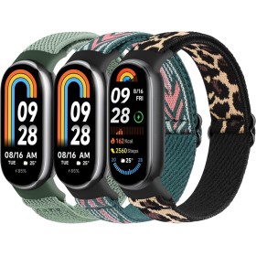 Wanme Correa Elástica para Xiaomi Smart Band 9 / Xiaomi Mi Band 8 Correas, Pulseras Suave Ajustables de Nylon Deportivo de