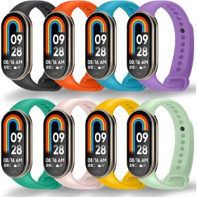 BANGTING 8 Piezas Correas Compatible con Xiaomi Mi Band 9/8, Correa de Recambio para Xiaomi Smart Band 8, Pulseras Mi Band 9