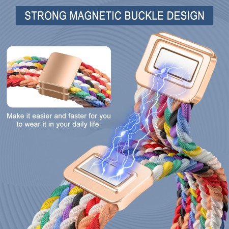 YealRed Correa para Xiaomi Mi Band 10/9 / 8, Hombres Mujeres Correa de Hebilla Magnética, Nylon Elástica Reemplazar Pulsera