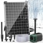 Biling Bomba solar para estanque con filtro, 12 W, 605 L/H, fuente solar para exteriores con manguera de arroyo de 2 m, juego de