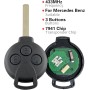 Heart Horse 433Mhz 3 Botones Carcasa Mando para Llave de Coche para Mer-CE-Des-Be-NZ Smart Fortwo 451 Roadster Crossblade Mando