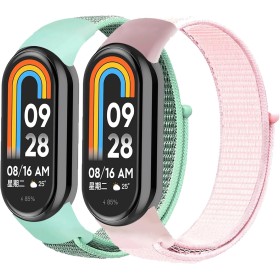 2 Piezas Correas Nailon para Xiaomi Mi Band 9/8 Correa Hombre Mujer,Pulsera Elástica Ajustable Repuesto Brazalete Trenzado