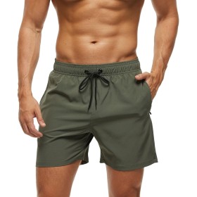 Bañador Hombre Secado Rápido Traje de Baño Hombre Bolsillo Cremallera Bañadores Short de Playa Surf Piscina Natación Impermeable
