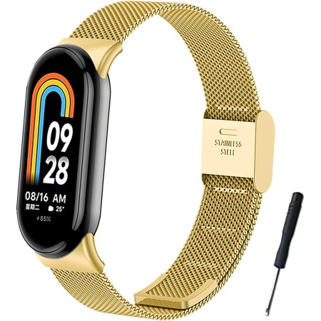 BDIG Correa Compatible para Xiaomi Mi Band 9/Xiaomi Mi Band 8, Pulsera de Repuesto de Acero Inoxidable Hebilla Ajustable Correa