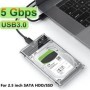 Caja HDD 3,0/2,0, caja de disco duro SATA SSD de 2,5 pulgadas con velo