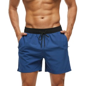 Bañador Hombre Secado Rápido Traje de Baño Hombre Bolsillo Cremallera Bañadores Short de Playa Surf Piscina Natación Impermeable