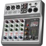 Mezclador de audio profesional Aveek, Sound Board Mixing Console with Bluetooth USB digital de 5 canales, entrada 48V Phantom
