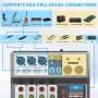 Mezclador de audio profesional Aveek, Sound Board Mixing Console with Bluetooth USB digital de 5 canales, entrada 48V Phantom