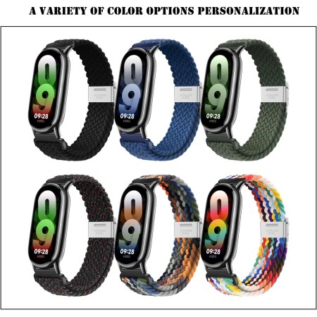Niboow Correa para Xiaomi Smart Band 10/9 / 8, Hombres Mujeres Nylon Elástica Deportiva Trenzada Correa para Xiaomi Smart Band