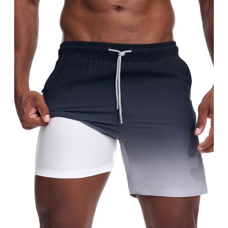 Danfiki Bañador Hombre Shorts de Baño Shorts de Playa Short de Verano 2 en 1 con Forro de Compresión y Malla Secado Rápido para