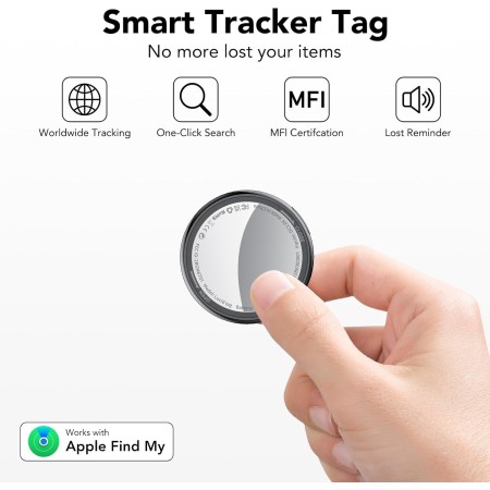 Smart Air Tracker Tag 1 Pack, Buscador de Objetos Bluetooth Funciona con Buscar Apple (Sólo iOS, Android no Compatible),