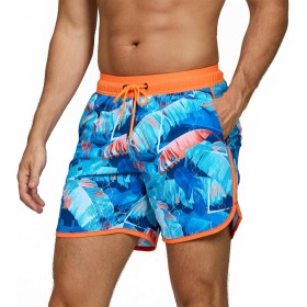 EDOTON Bañador para Hombre Bañador Pantalones Cortos de Playa de Secado Rápido Ajustables con Bolsillos Bañador con Estampado