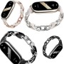 PINHEN Compatible para Xiaomi Smart Band 8/9 Band,Correa de repuesto Anillo de acero inoxidable Cadena de cuero Miband 8