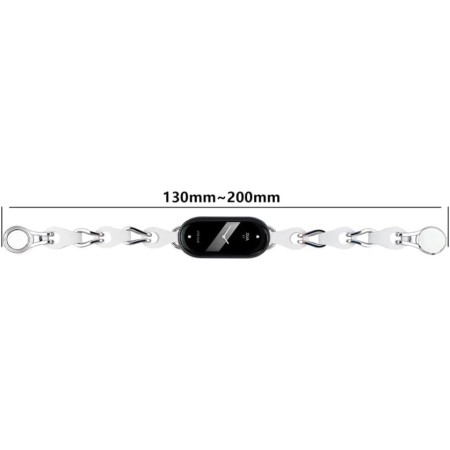 PINHEN Compatible para Xiaomi Smart Band 8/9 Band,Correa de repuesto Anillo de acero inoxidable Cadena de cuero Miband 8
