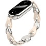 PINHEN Compatible para Xiaomi Smart Band 8/9 Band,Correa de repuesto Anillo de acero inoxidable Cadena de cuero Miband 8