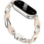 PINHEN Compatible para Xiaomi Smart Band 8/9 Band,Correa de repuesto Anillo de acero inoxidable Cadena de cuero Miband 8