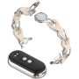 PINHEN Compatible para Xiaomi Smart Band 8/9 Band,Correa de repuesto Anillo de acero inoxidable Cadena de cuero Miband 8
