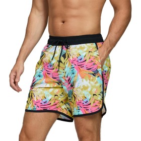 EDOTON Bañador para Hombre Bañador Pantalones Cortos de Playa de Secado Rápido Ajustables con Bolsillos Bañador con Estampado