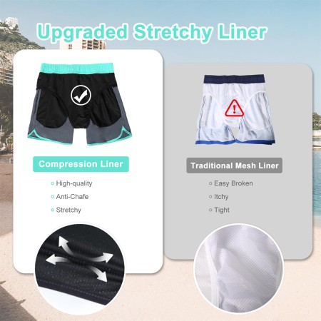 EDOTON Bañador para Hombre Bañador Pantalones Cortos de Playa de Secado Rápido Ajustables con Bolsillos Bañador con Estampado