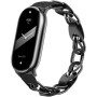 PINHEN Compatible para Xiaomi Smart Band 8/9 Band,Correa de repuesto Anillo de acero inoxidable Cadena de cuero Miband 8