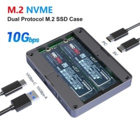 Carcasa Dual Bay NVMe SATA SSD M.2 caja de disco duro Dual NVMe 10Gbps
