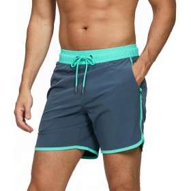 EDOTON Bañador para Hombre Bañador Pantalones Cortos de Playa de Secado Rápido Ajustables con Bolsillos Bañador con Estampado